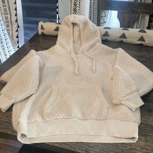 American Eagle cream fleece hoodie Size Large Women’s